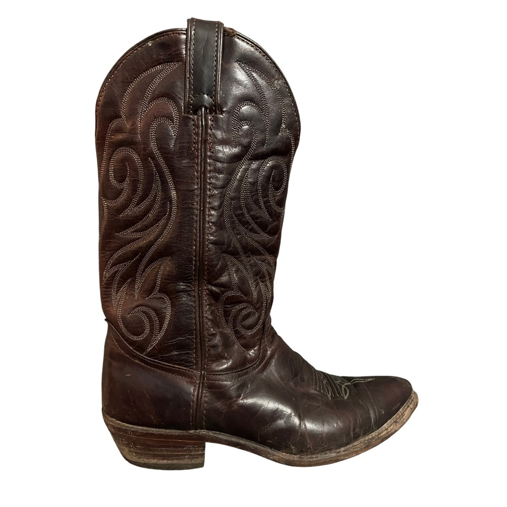 Code West Dark Brown Leather Western Cowboy Boots Size 9.5M